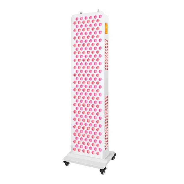 Vertical stand with red light therapy panel