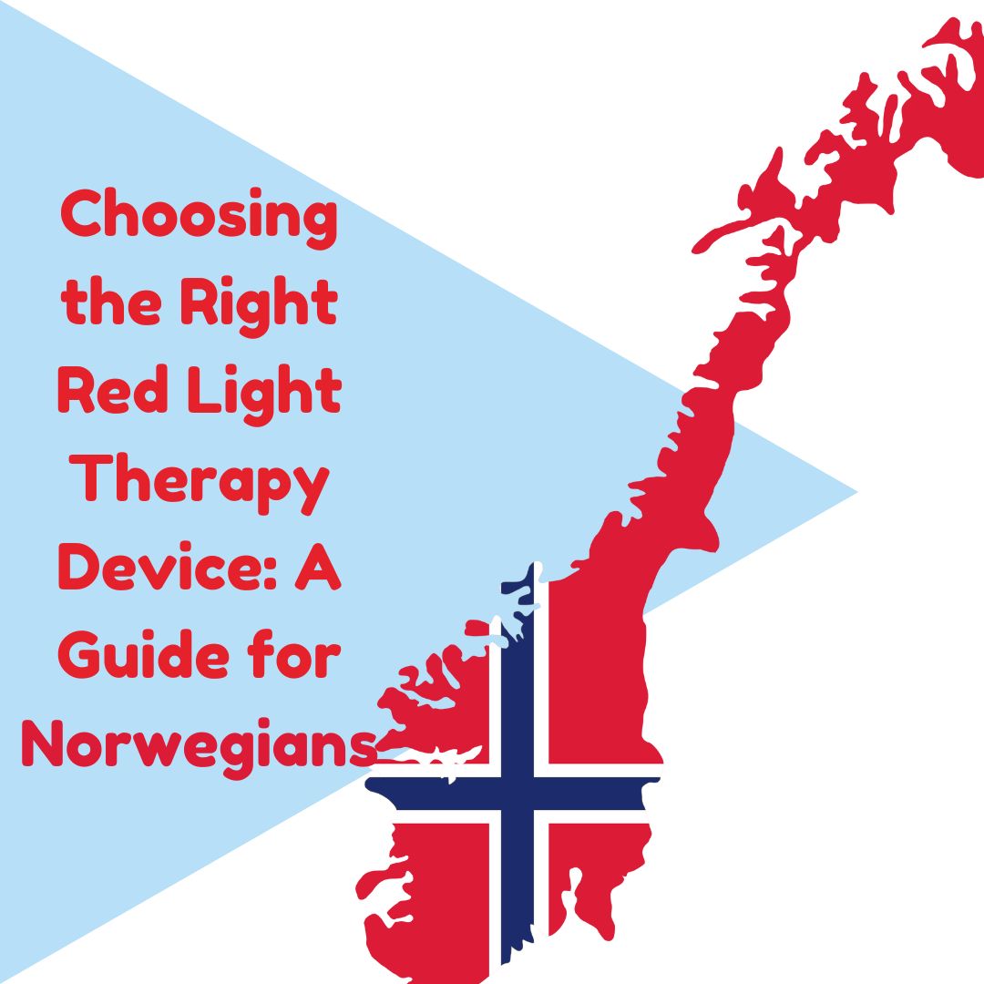 Choosing the Right Red Light Therapy Device: A Guide for Norwegians a norwegian flag and country outline on white background