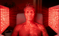  Red light therapy panel aimed at chest and neck for vascular health