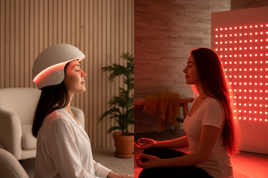 Red light therapy panel used for hair growth during Norwegian winter - LightTherapy.no