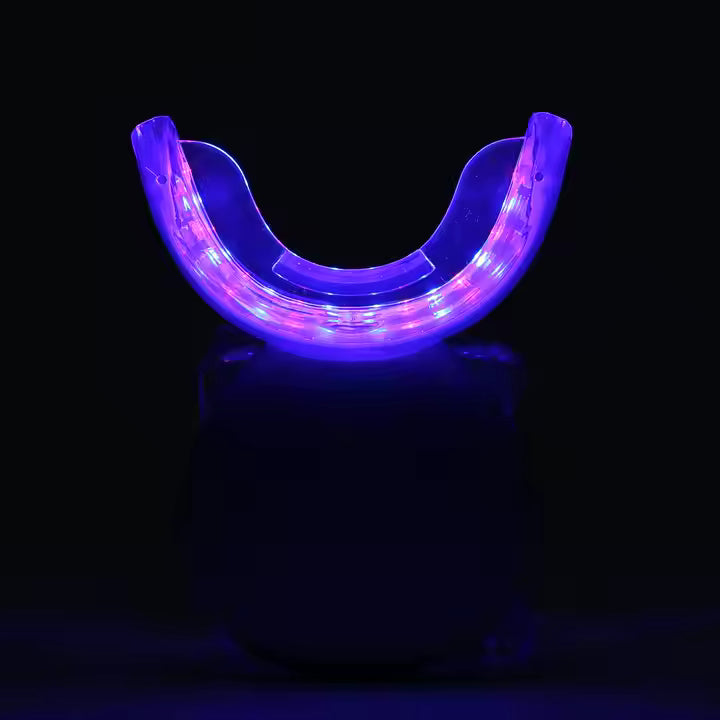 Oral care LED mouth guard. Blue and red LED for gum health