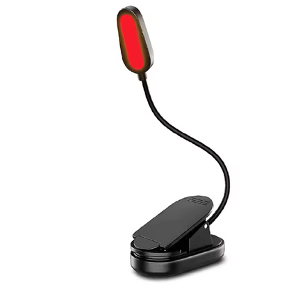 Blue light free, black clip on reading light with red 630nm light